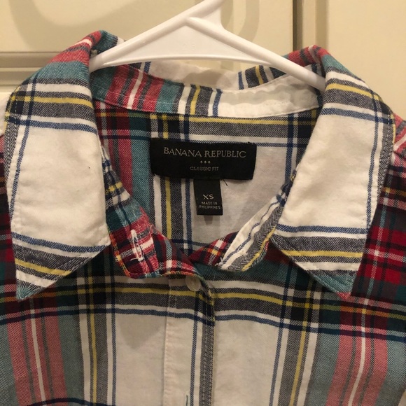 Banana Republic ✨ Women’s Plaid Tartan Holiday Flannel Size XS - Picture 2 of 5